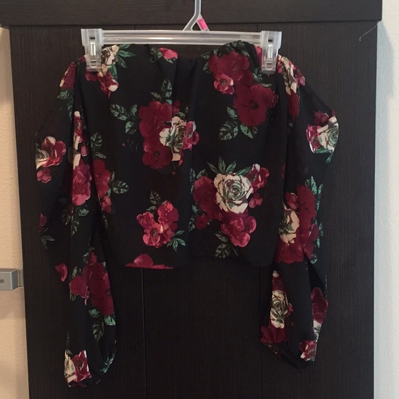 Charlotte Russe Black Floral Off-Shoulder Blouse - Picture 2 of 6